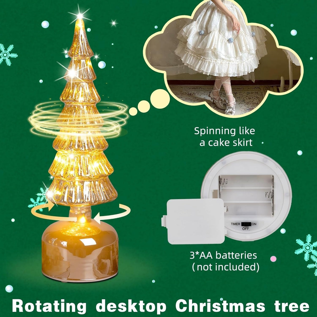 🎄Christmas On Sale🔥Rotating Mercury Glass Christmas Tree Decoration