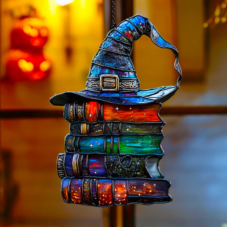 Let the Light Tell a Story - Witch Hat Books Window Hanging Sun Catcher Decor