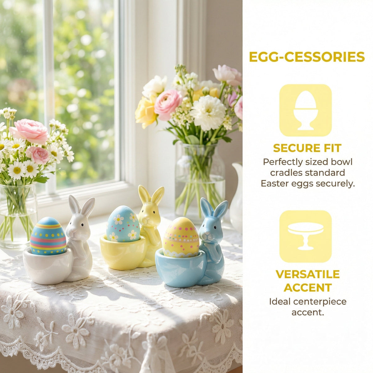 Spring Ceramic Pastel Easter Bunny Egg Holders