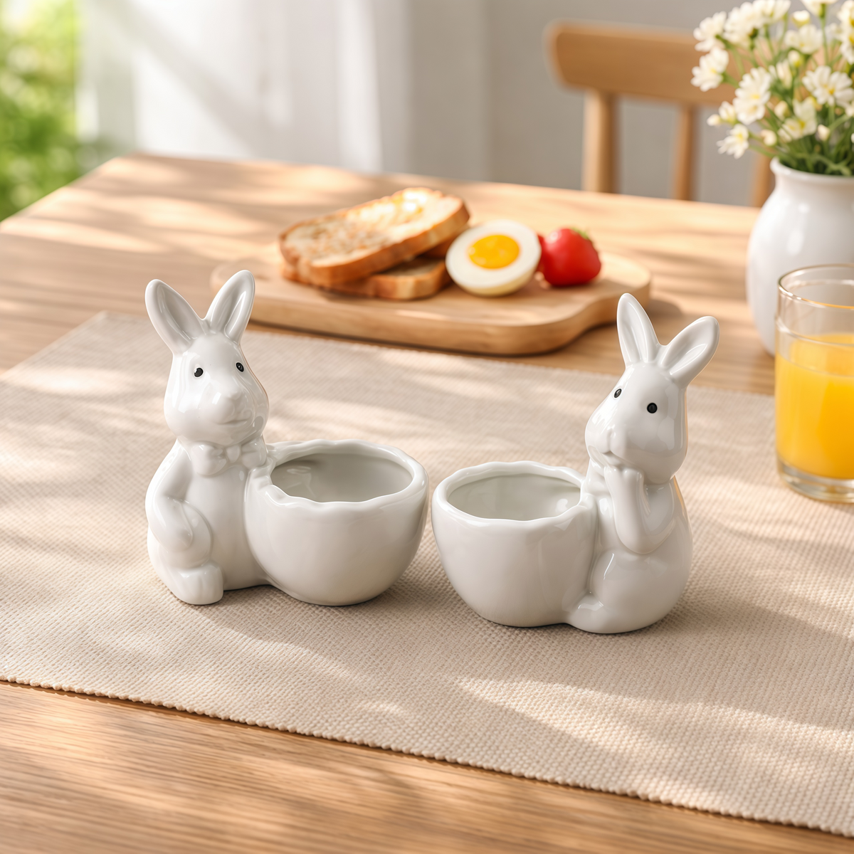 Spring Ceramic Pastel Easter Bunny Egg Holders