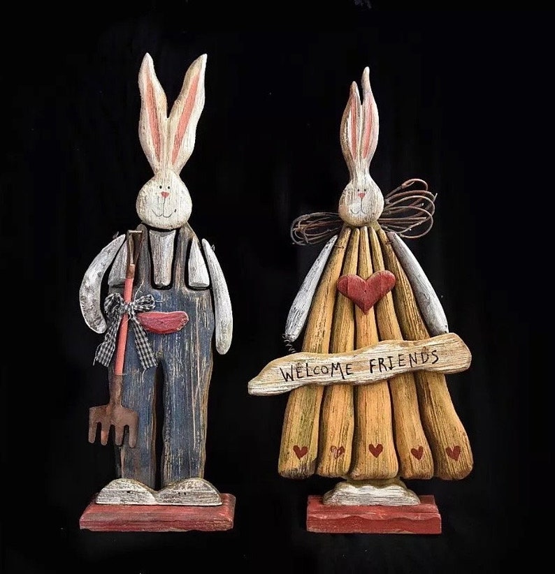 Easter Rustic Vintage Style Bunny Decoration