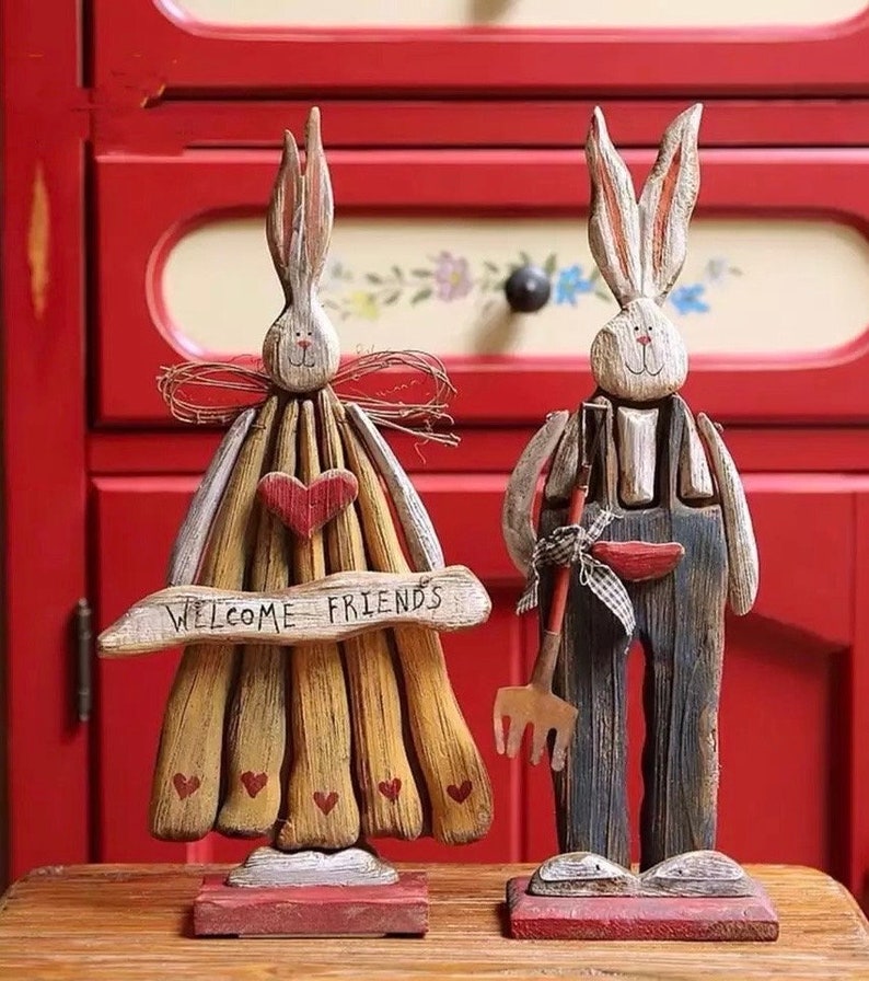 Easter Rustic Vintage Style Bunny Decoration