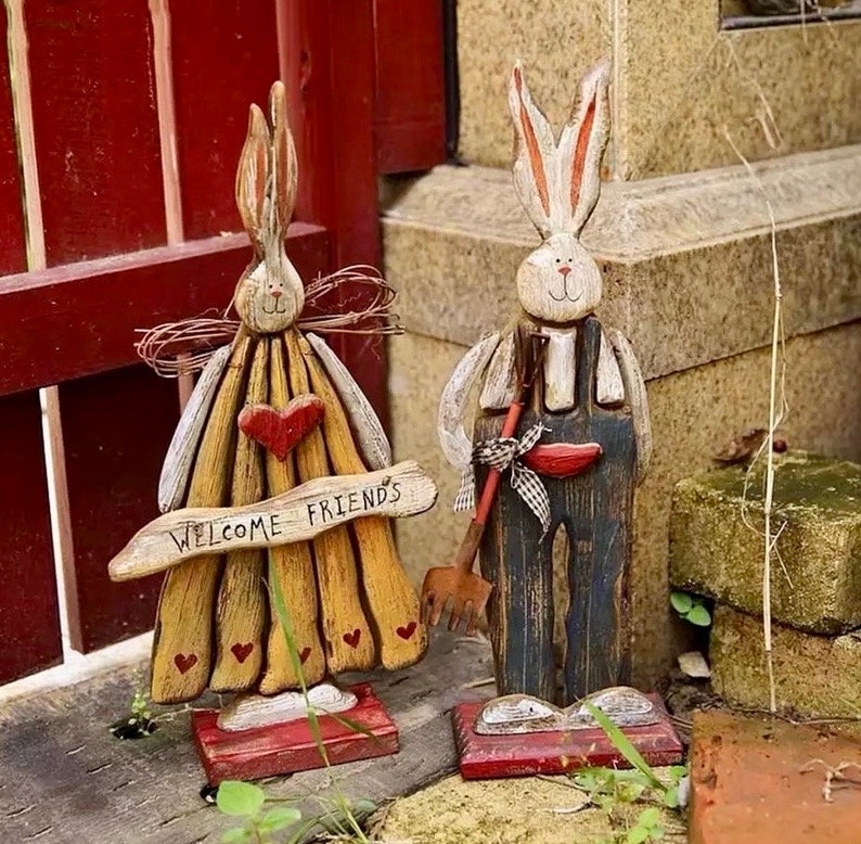 Easter Rustic Vintage Style Bunny Decoration